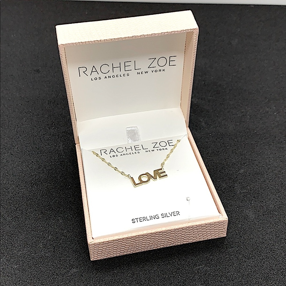 RACHEL ZOE LOVE Necklace Gold over Sterling Silver NWT and Box